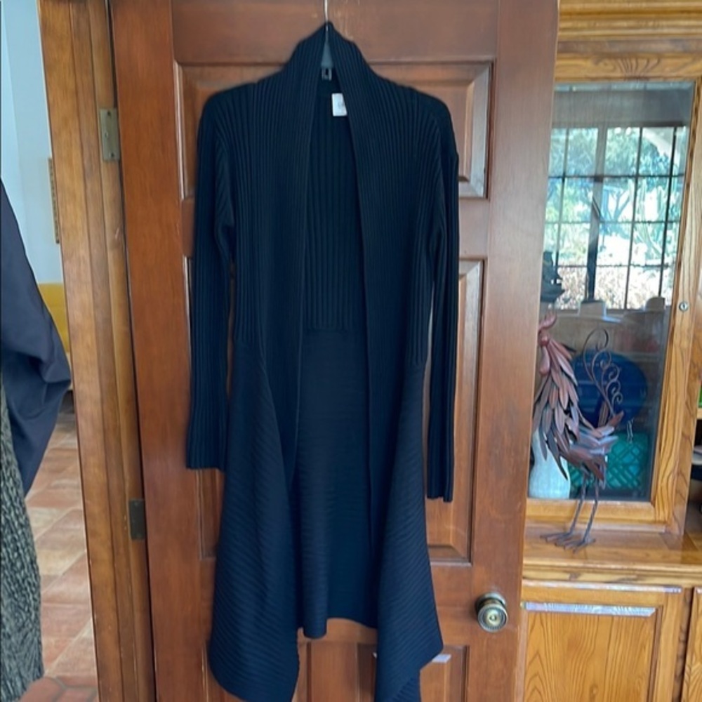 Cabi ribbed open from asymmetrical cardigan black Medium